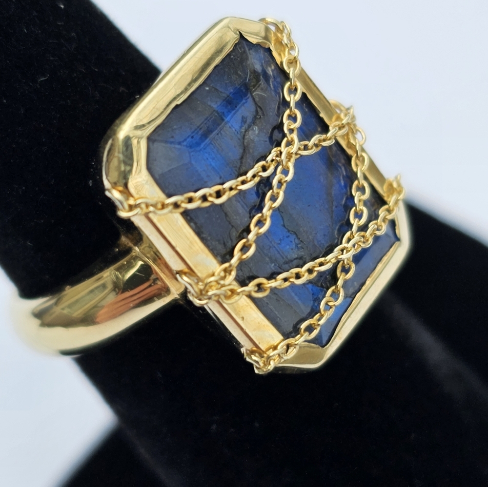 Designer Kristen Amato 8.60ctw Labradorite Ring 14k/925 Sz 6! - Picture 3 of 7